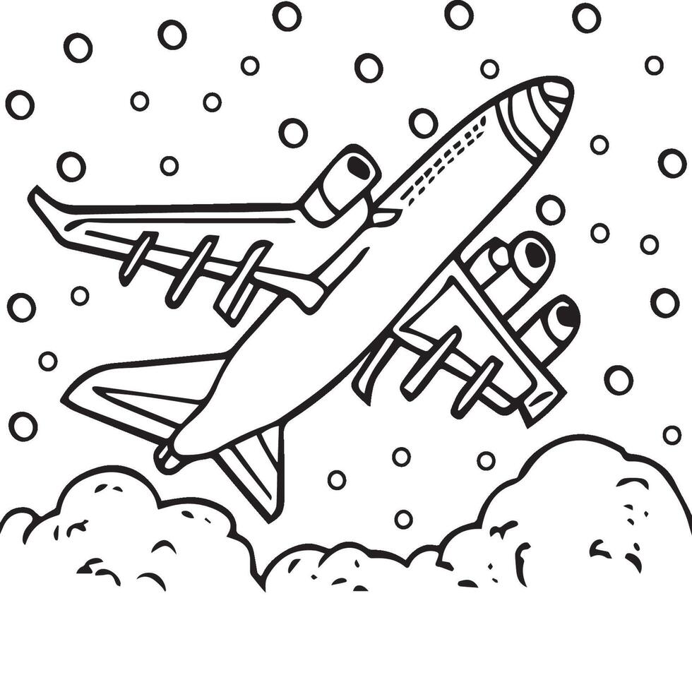 Airplane coloring pages. Airplane outline illustration vector