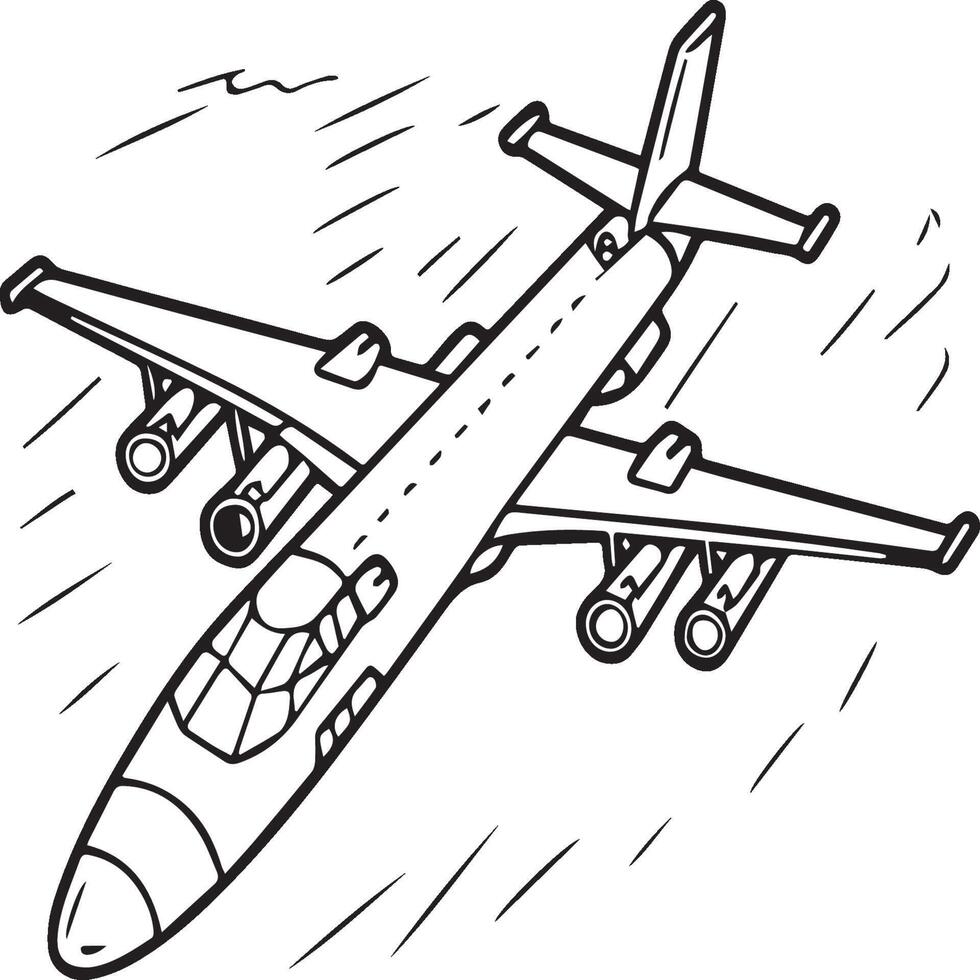 Airplane coloring pages. Airplane outline illustration vector