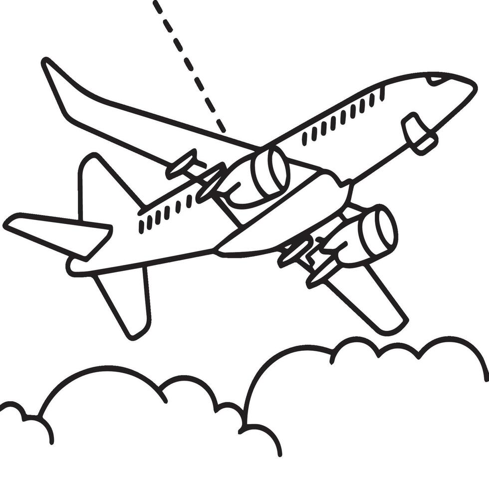 Airplane coloring pages. Airplane outline illustration vector