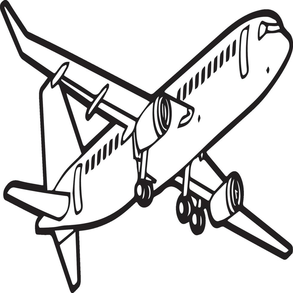 Airplane coloring pages. Airplane outline illustration vector