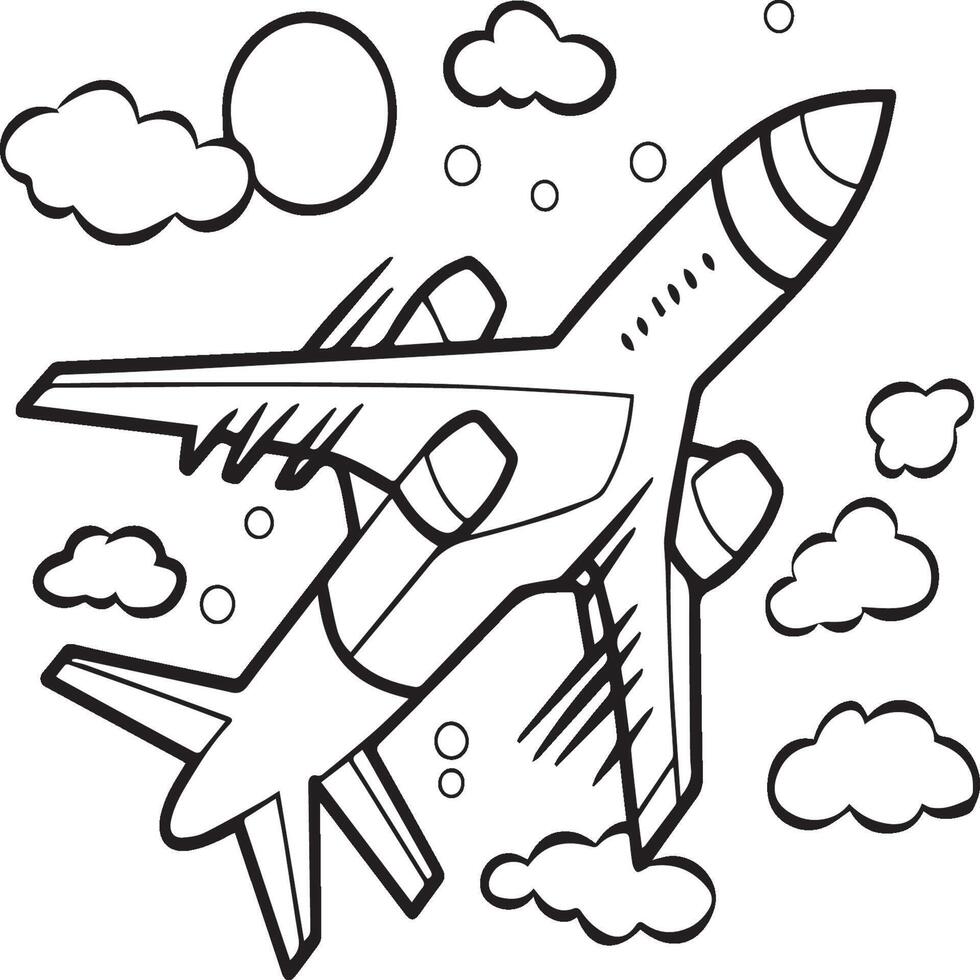 Airplane coloring pages. Airplane outline illustration vector