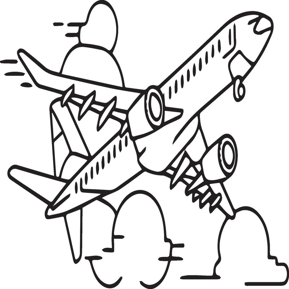 Airplane coloring pages. Airplane outline illustration vector