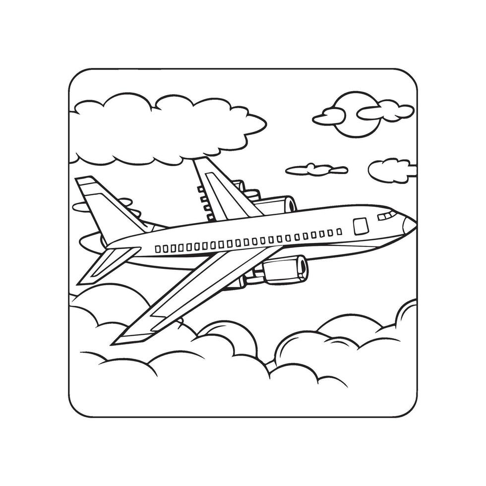 Airplane coloring pages. Airplane outline illustration vector