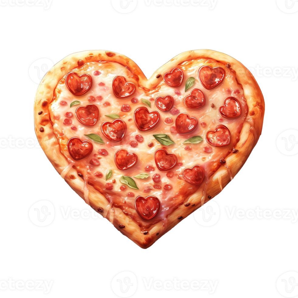 AI generated Pizza of Love Valentine Heart-Shaped Pizza - Delicious Romance for Heartfelt Celebrations png