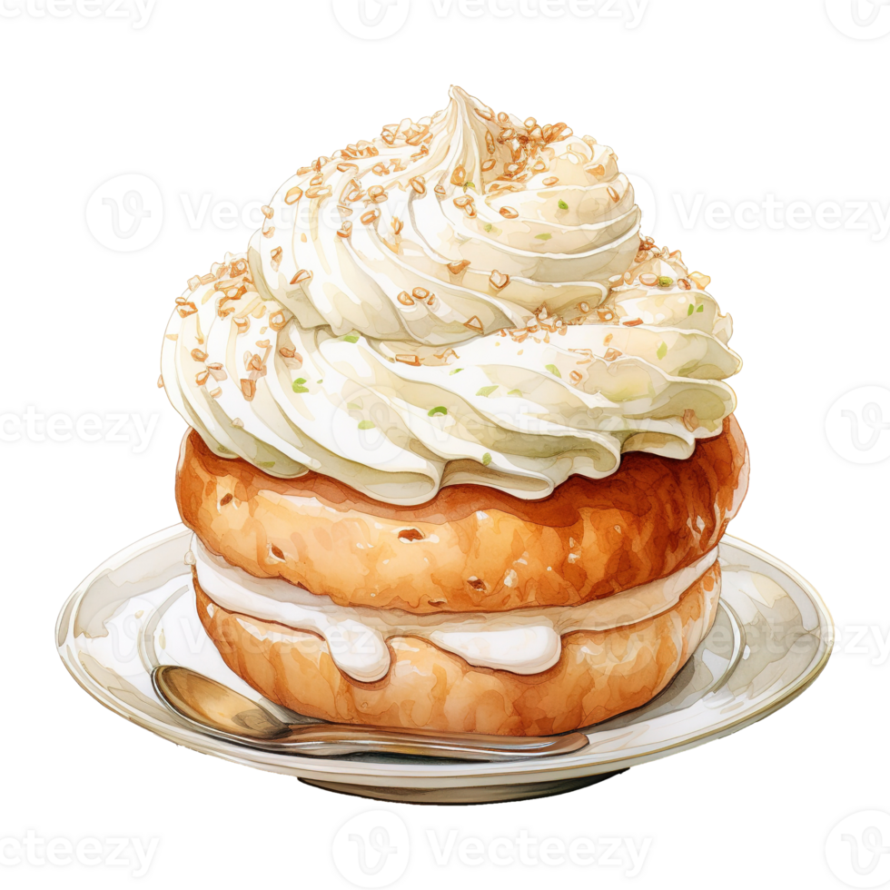 AI generated Fluffy Delight Easter Semla - A Culinary Celebration of Almond and Cream png
