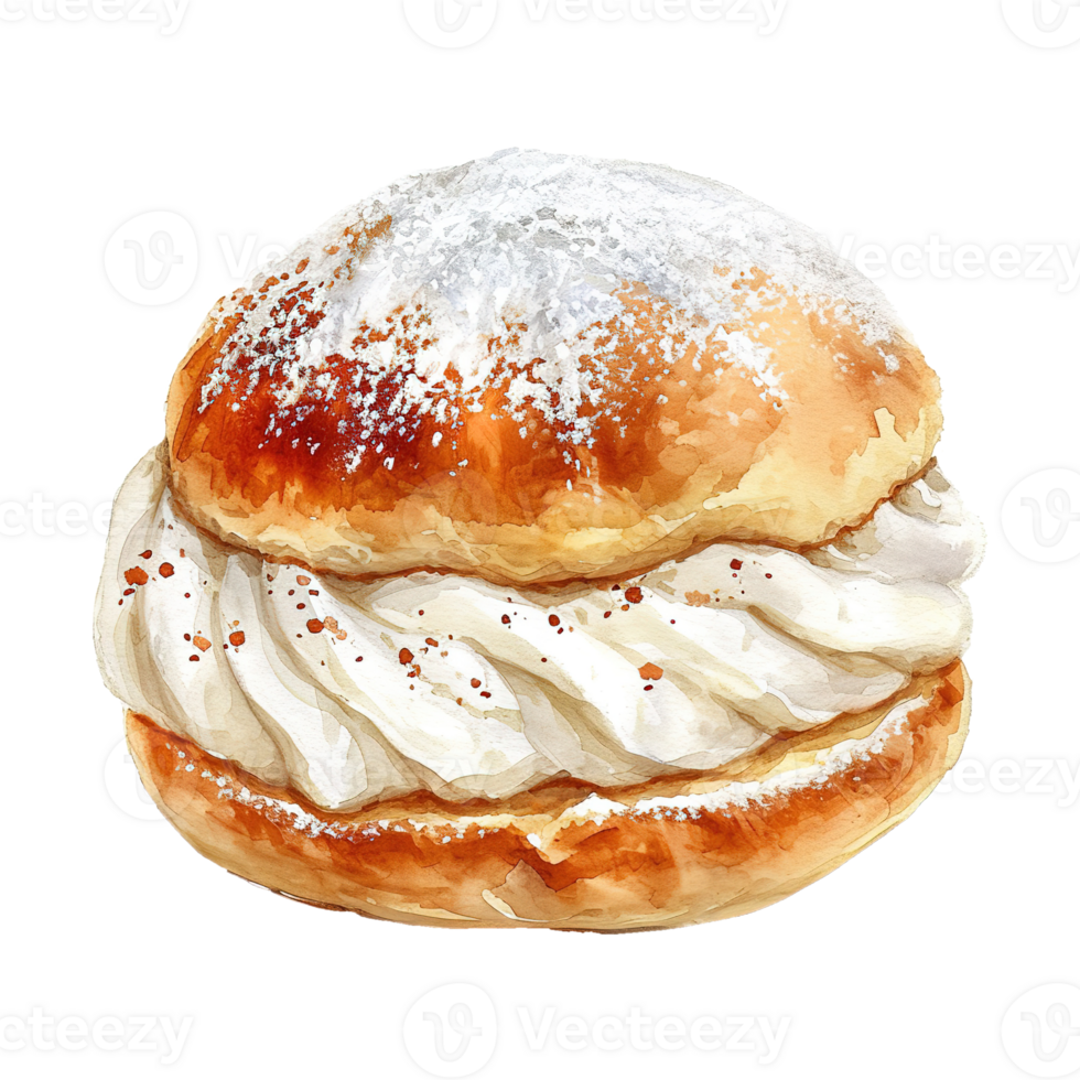 AI generated Fluffy Delight Easter Semla - A Culinary Celebration of Almond and Cream png