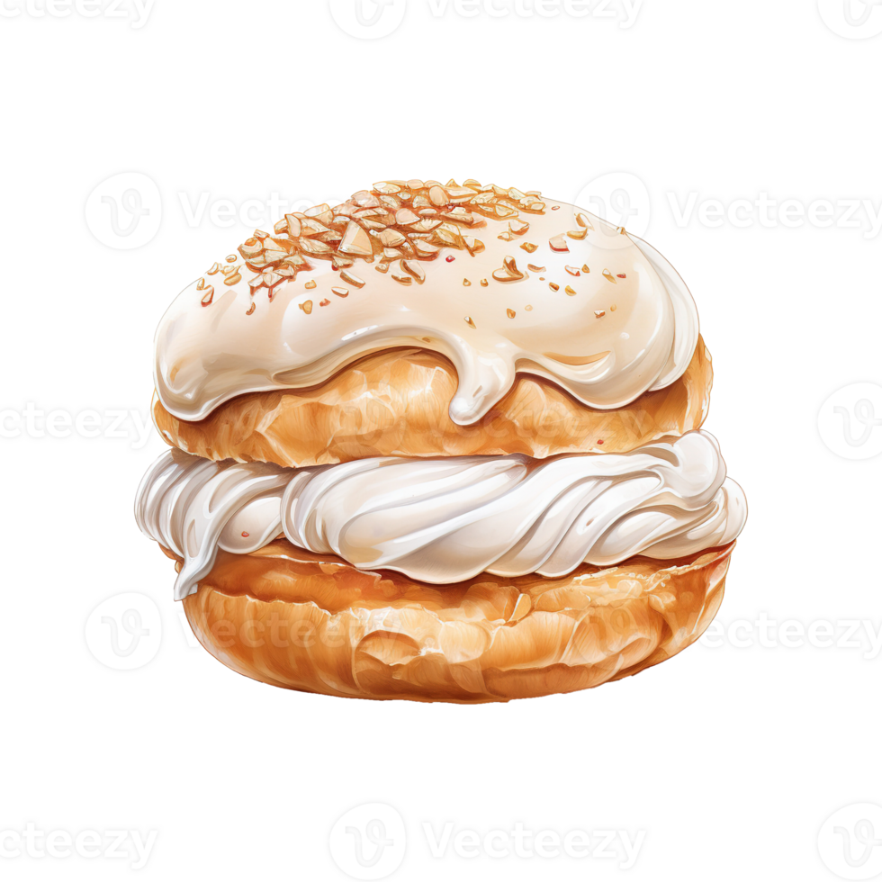 AI generated Fluffy Delight Easter Semla - A Culinary Celebration of Almond and Cream png