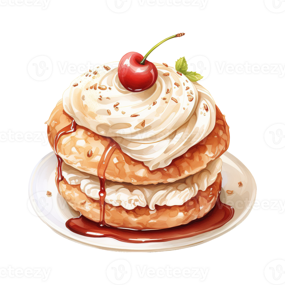 AI generated Fluffy Delight Easter Semla - A Culinary Celebration of Almond and Cream png