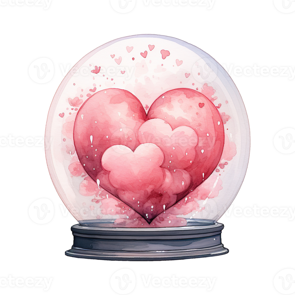 AI generated Enchanting Keepsake Valentine's Day Snowglobe - Romantic Scene Expressing Love png