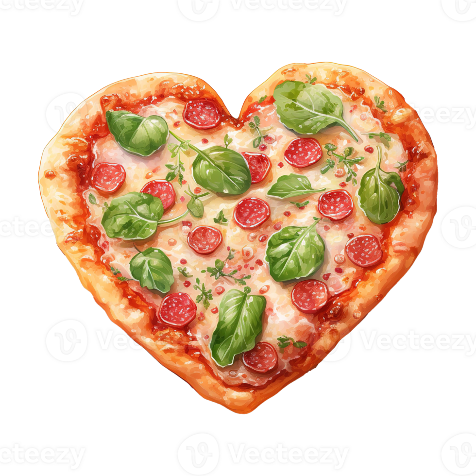 AI generated Pizza of Love Valentine Heart-Shaped Pizza - Delicious Romance for Heartfelt Celebrations png