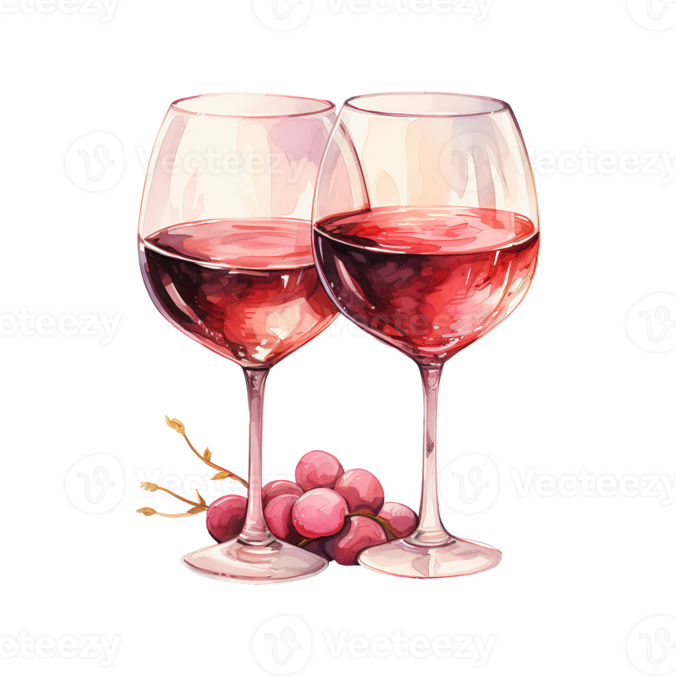 AI generated Romantic Sip Valentine Wine Glasses - Festive Glassware to Enhance Your Valentine's Day png