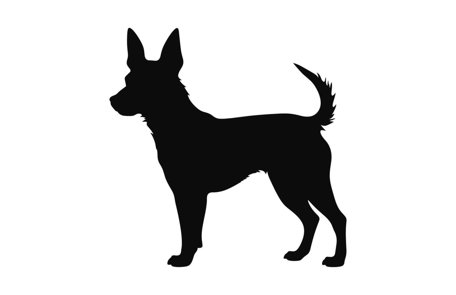 Portuguese Podengo Dog black Silhouette vector isolated on a white background