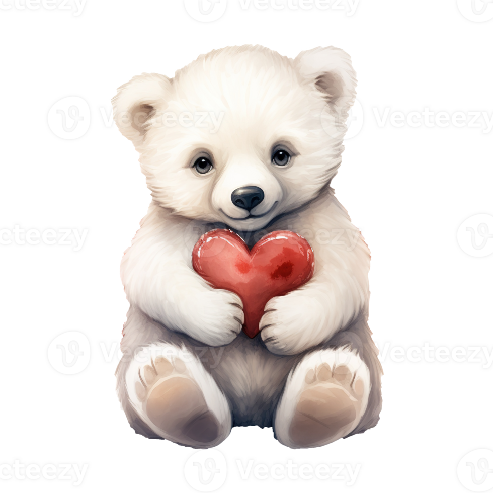 AI generated Chill in Love Valentine Polar Bear - A Heartwarming Addition to Your Valentine's Celebration png