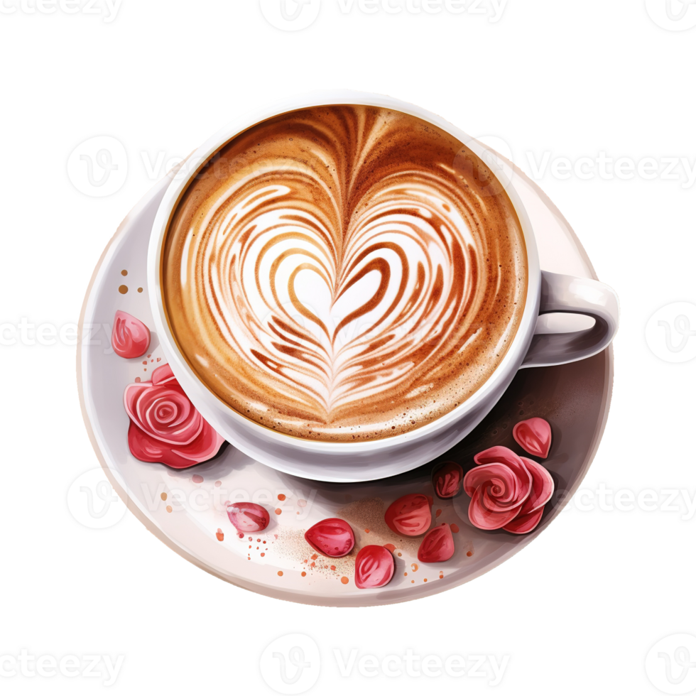 AI generated Caffeine Affection Valentine Love Coffee - A Festive Blend for Your Love Celebration png