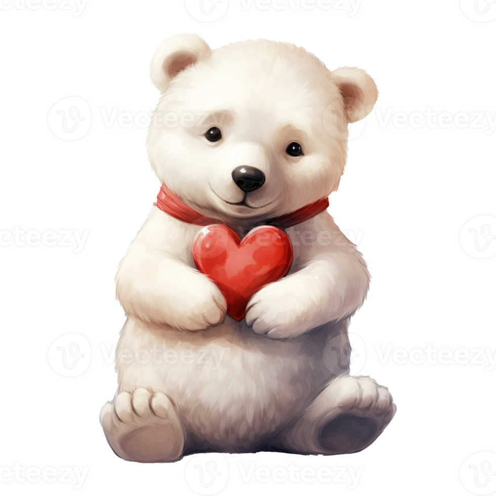 AI generated Chill in Love Valentine Polar Bear - A Heartwarming Addition to Your Valentine's Celebration png