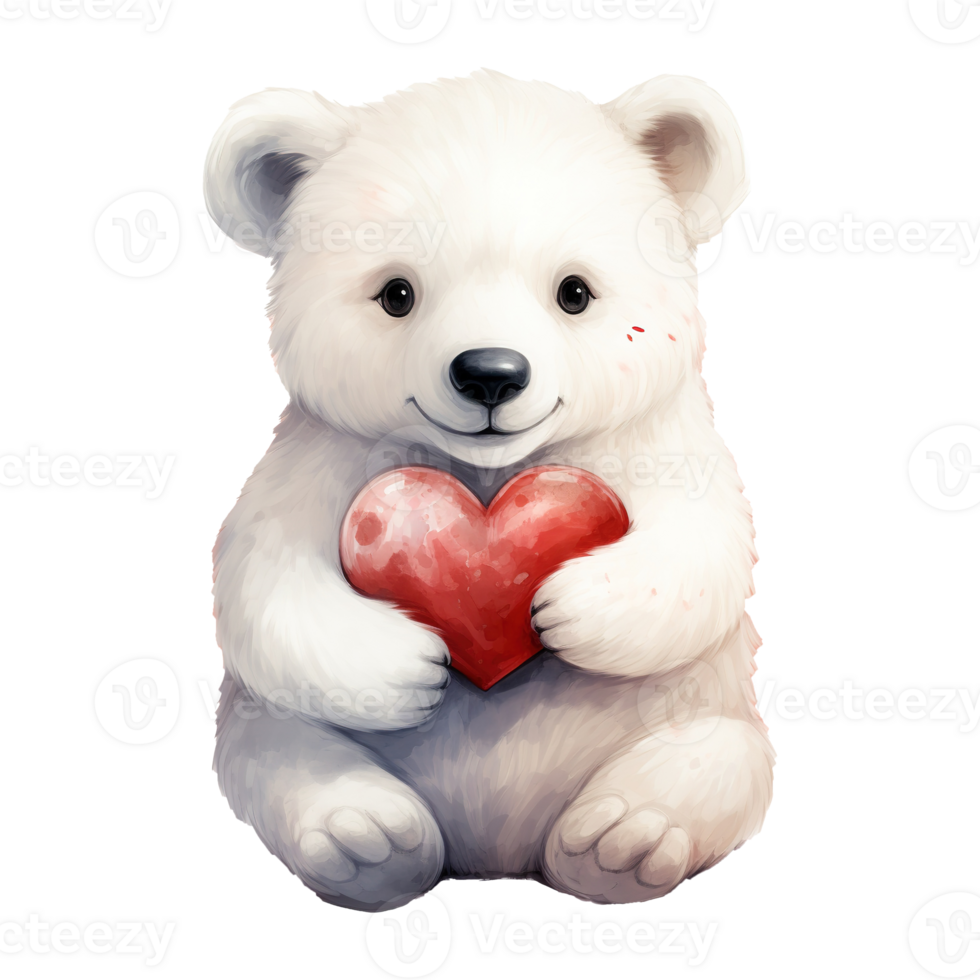 AI generated Chill in Love Valentine Polar Bear - A Heartwarming Addition to Your Valentine's Celebration png