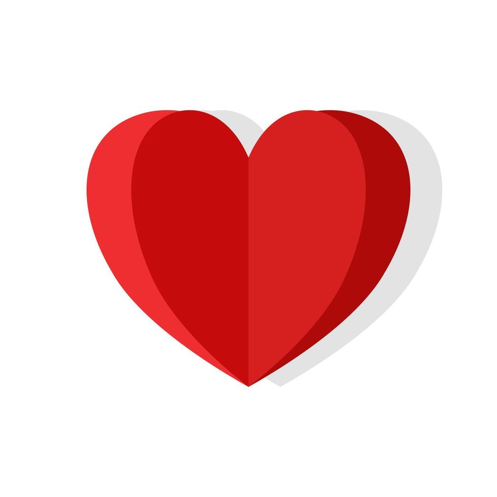 Red origami paper heart isolated on background. Valentines day concept vector