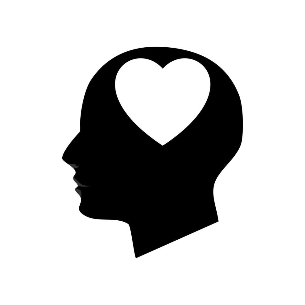 silhouette of the mind of the heart vector