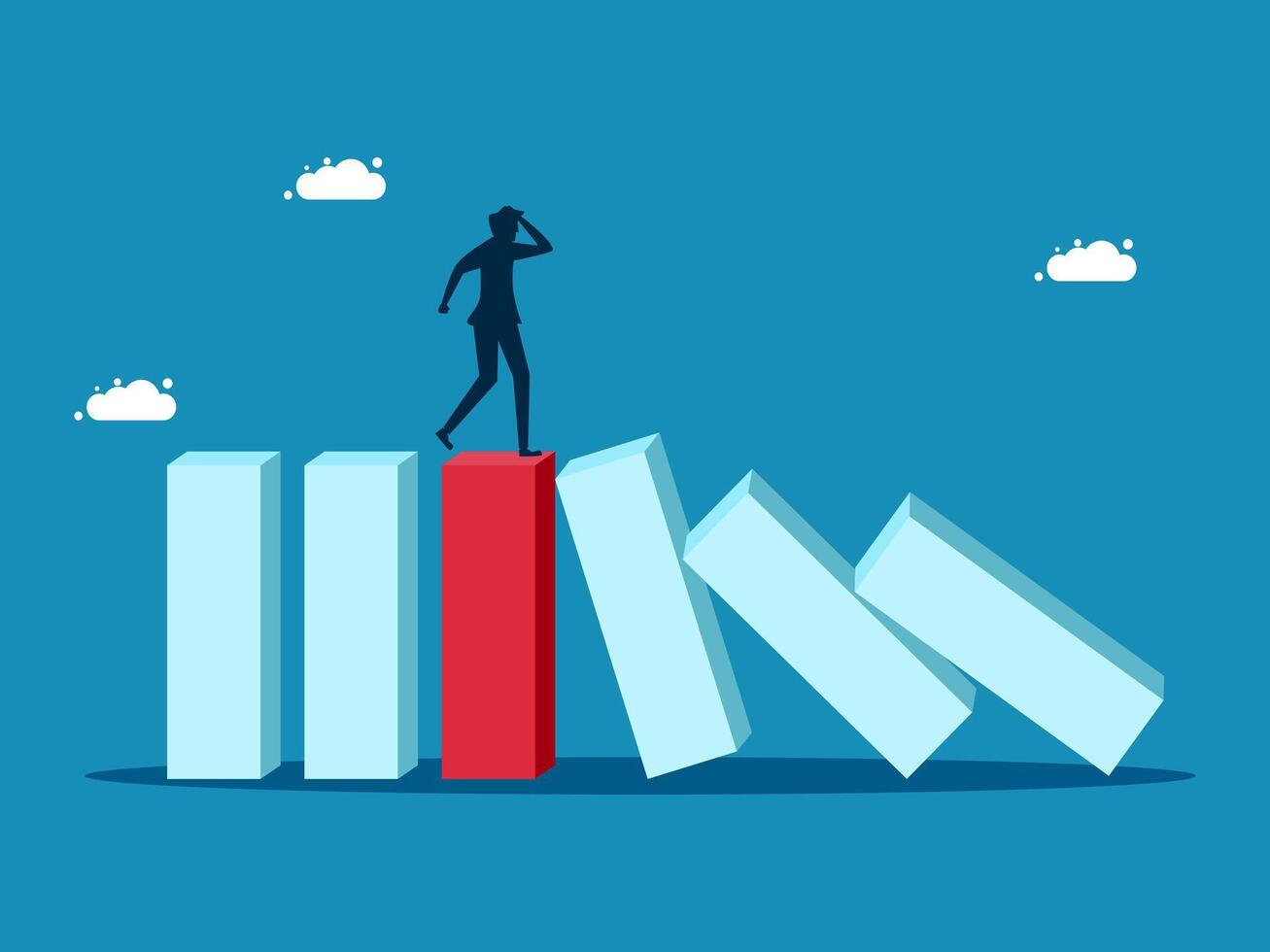 Hedging concept. Stop the domino business crisis. vector