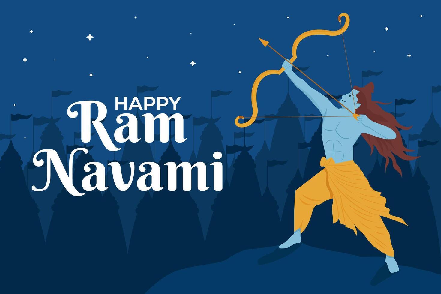 flat design happy ram navami background illustration vector