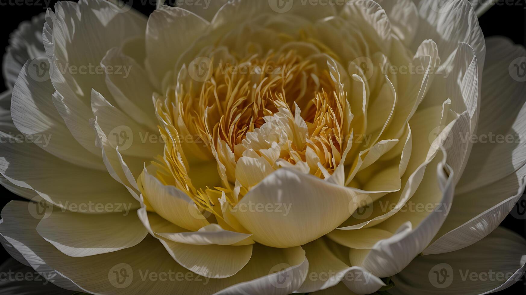 ai generado peonía flor en negro antecedentes foto