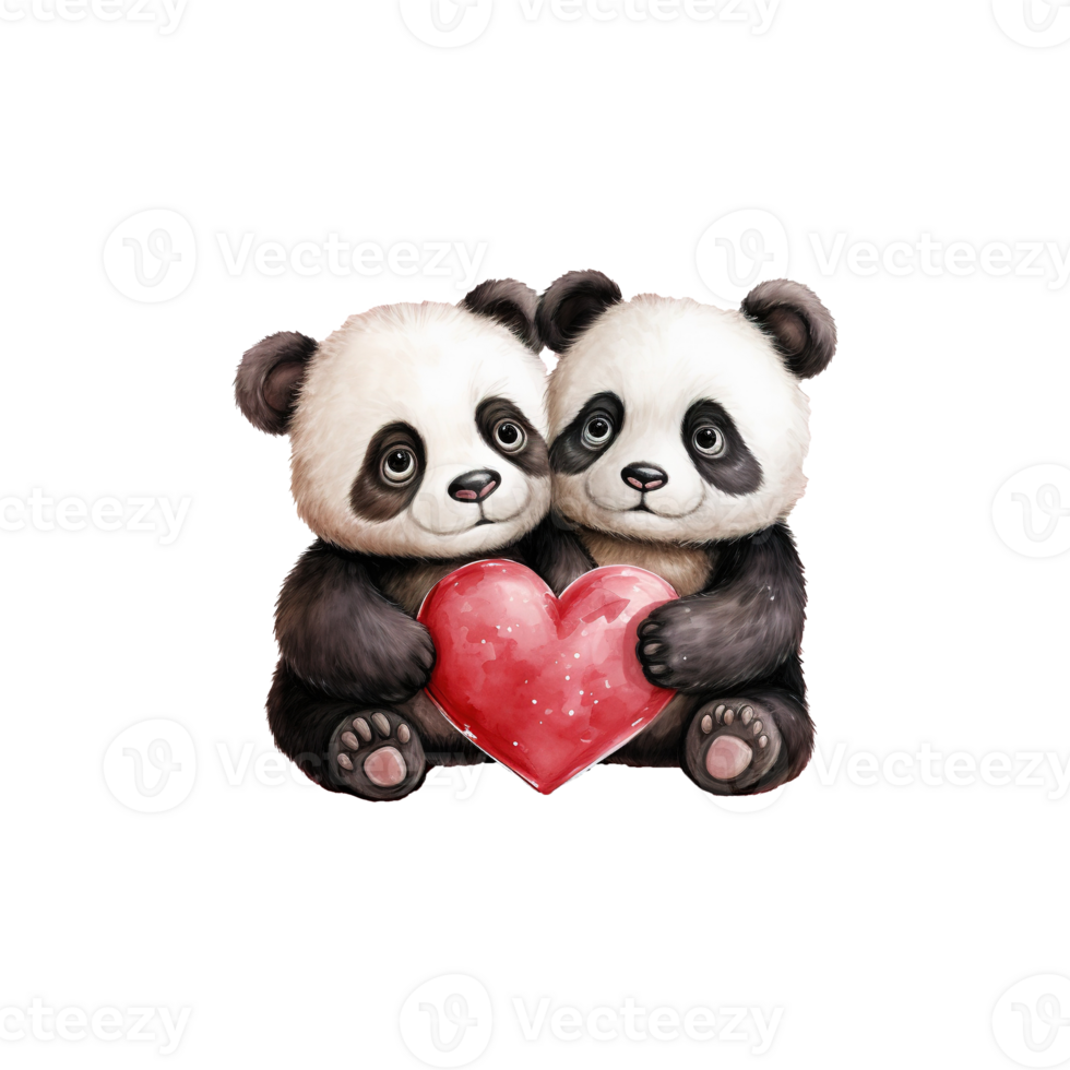 AI generated Black and White Love Story Valentine Couple Panda Capturing Hearts with Cuteness and Affection png