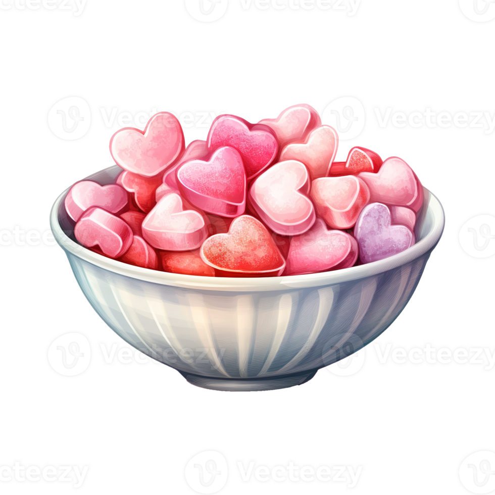 AI generated Sweet Love Symphony Valentine Candy Bowl Tempting Sugary
