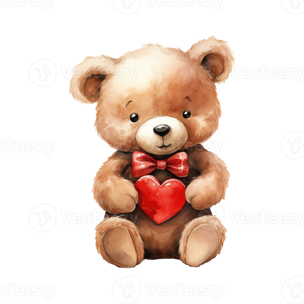 ai généré sucré romance la Saint-Valentin journée nounours ours - adorable et velu symbole de affection png