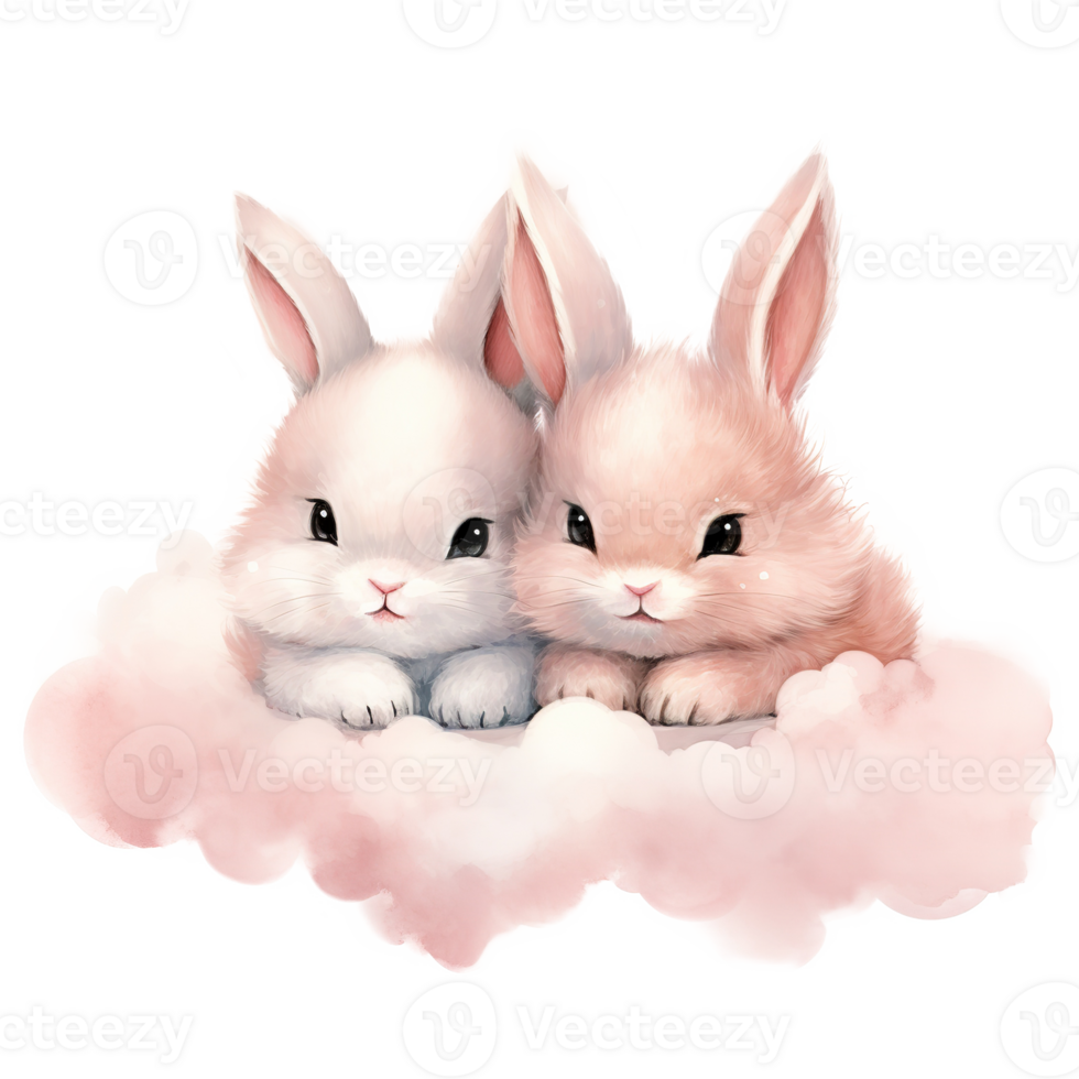 AI generated Hoppy Love Valentine Bunny Couple - Adorable Rabbit Companions for a Romantic Celebration png