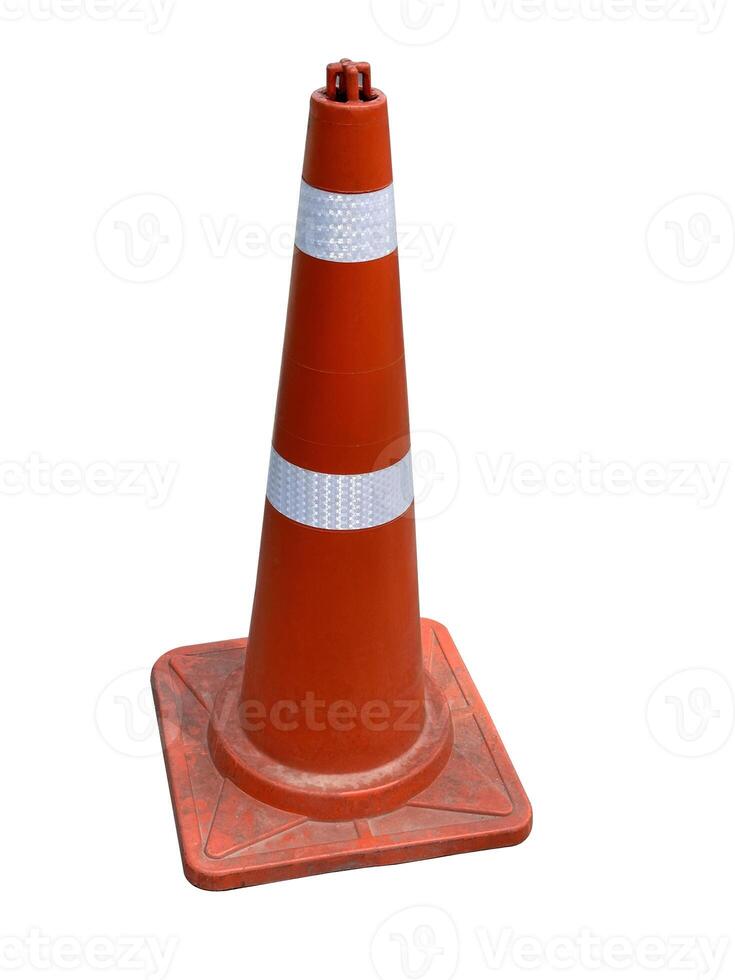 orange warning traffic cone For safety on the white background route, there is a clipping path. photo