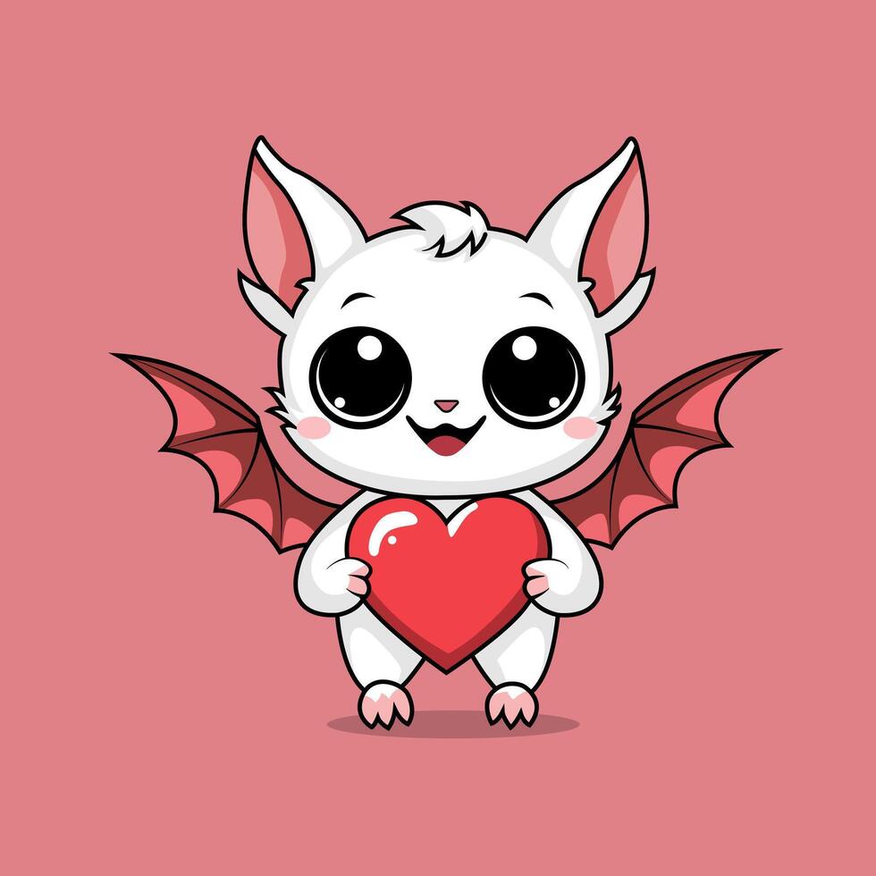 Cute bat with love vector