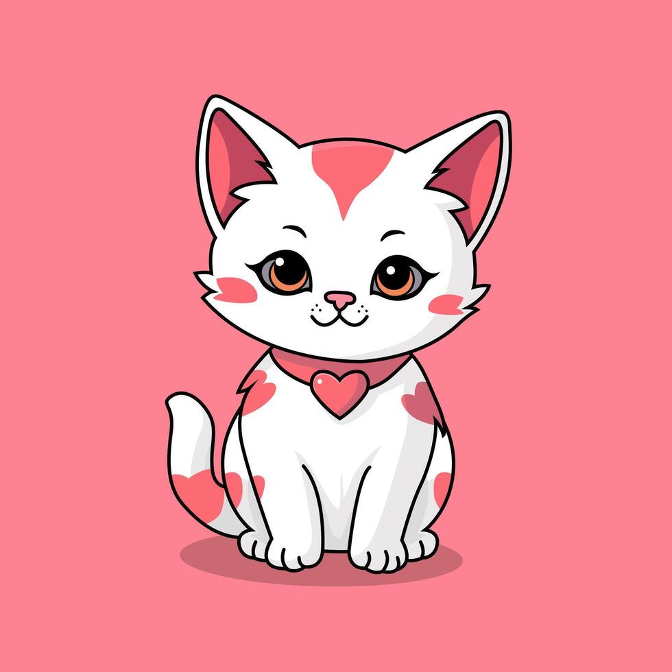 Cute cat full of love on Valentine's Day vector