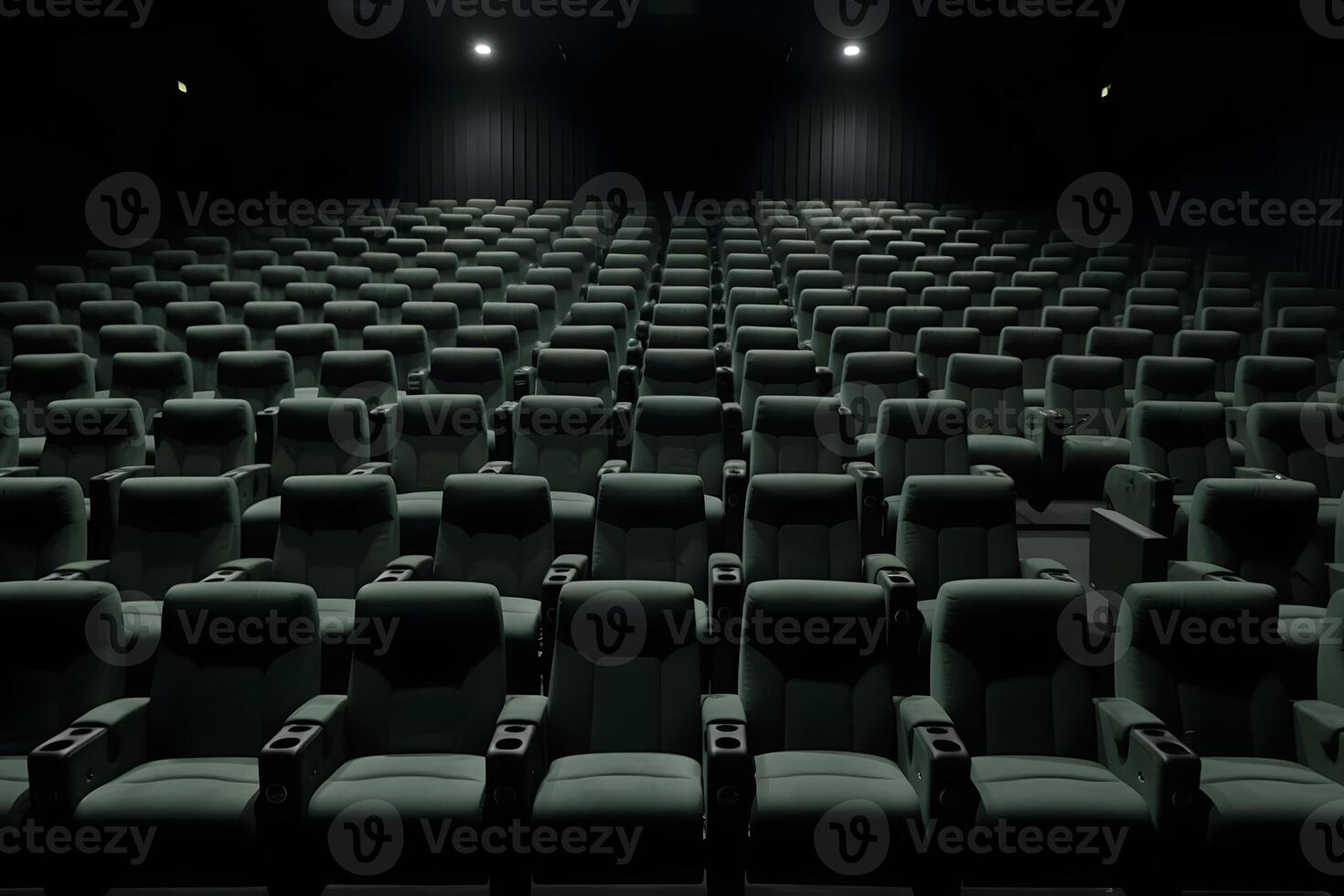 AI generated Empty cinema hall with red seats. Movie theatre. Neural network AI generated photo