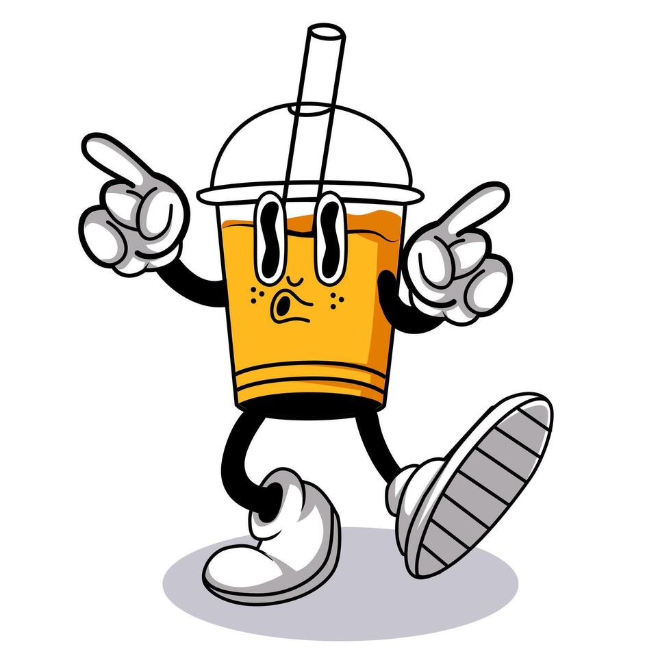 lindo personaje de taza, personaje de mascota retro vector