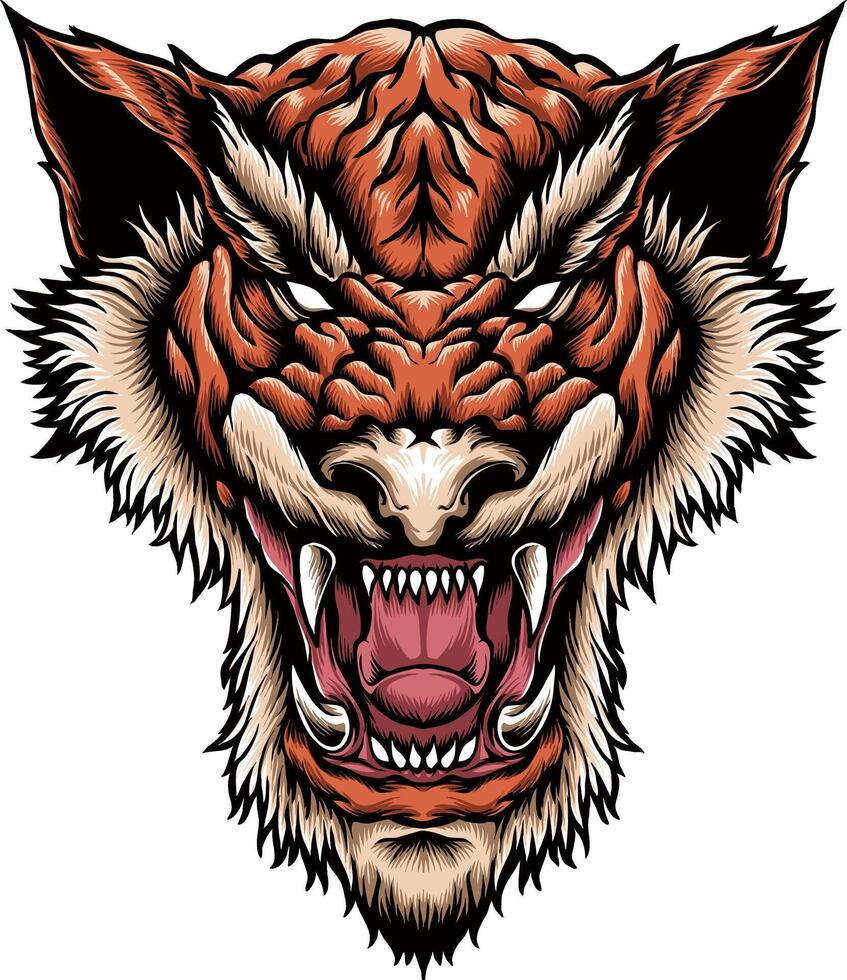 illustration of tiger head art for art work vector