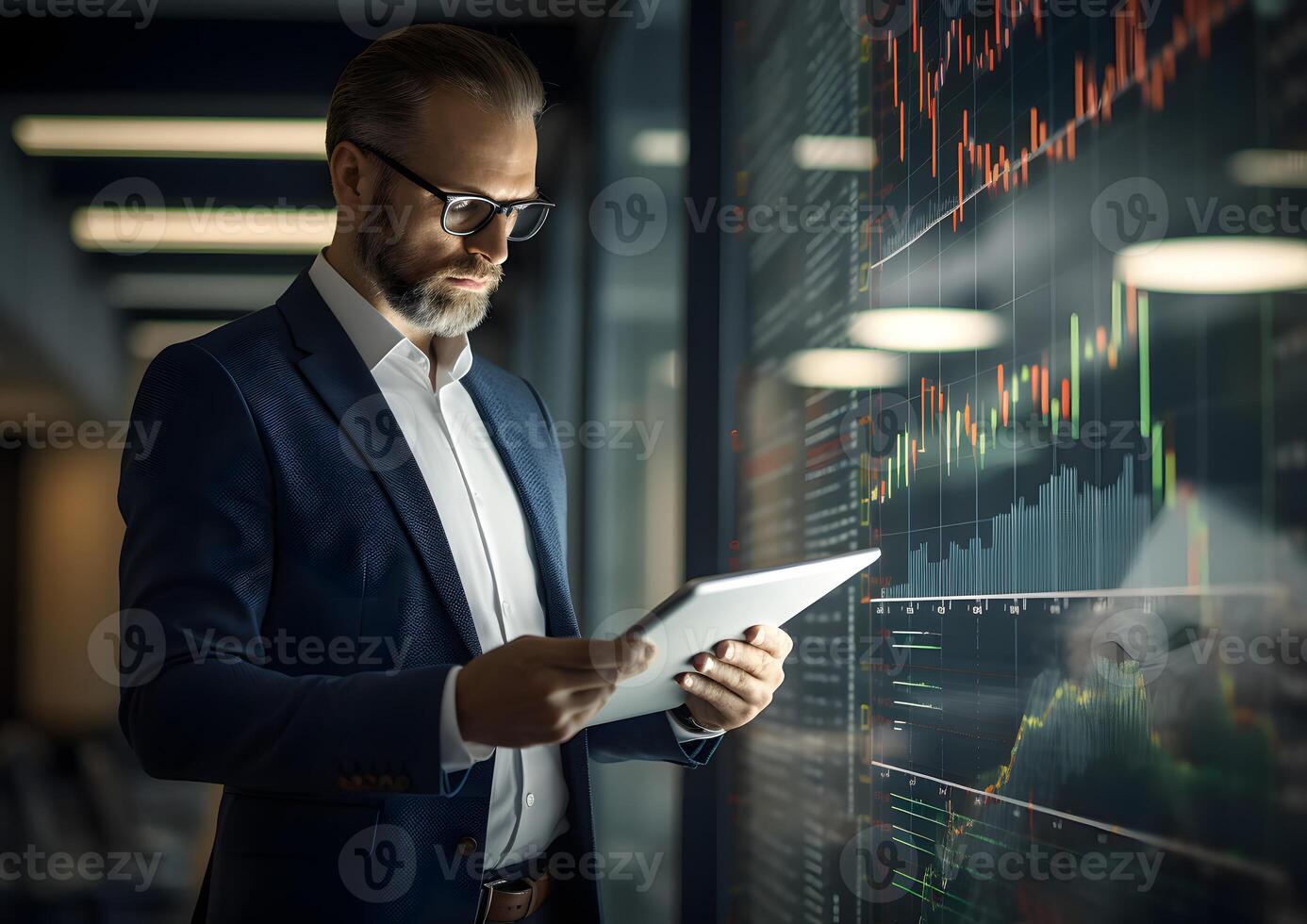 AI generated Business and Information technology. Global economic growth on business network, Data analysis of financial and banking. Technology and data connection, Teamwork, Business strategy photo