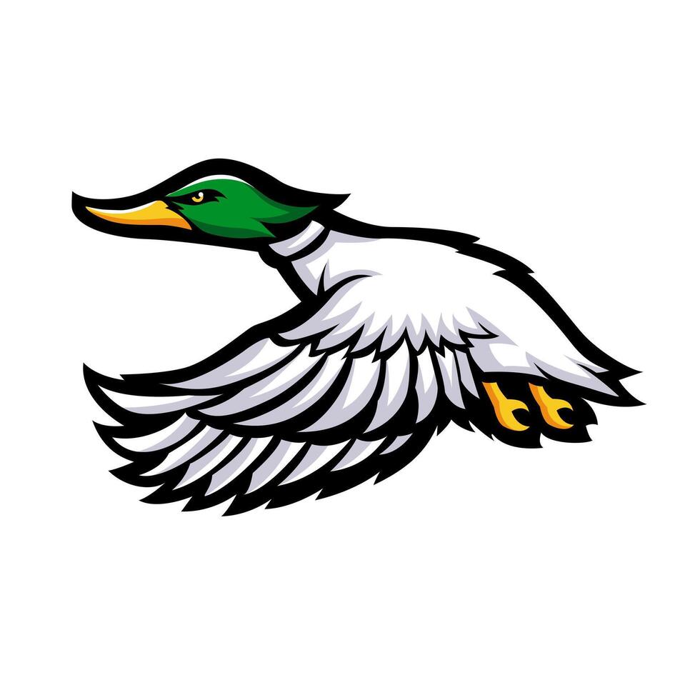 Flying duck mascot logo illustration concept vector