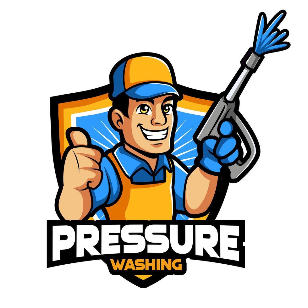 Washer Pressure worker mascot character vector