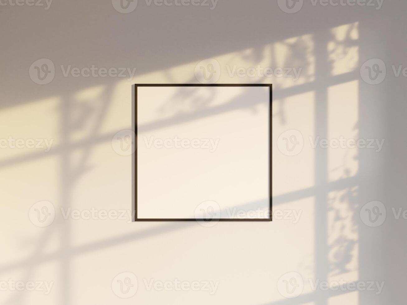 Mockup poster frame in modern interior background with summer sunlight photo