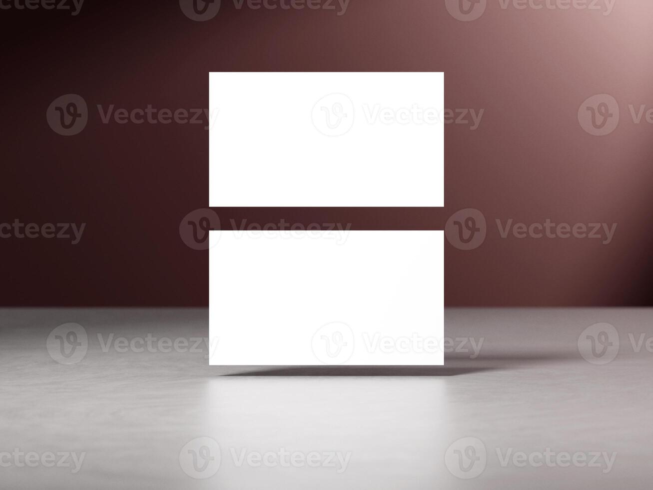 Elegant business card mockup on dark brown gradient background photo