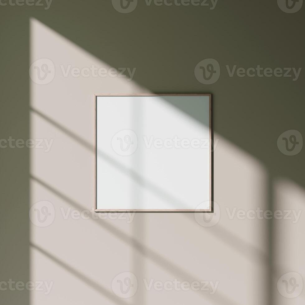 Mockup poster frame mockup hanging on the wall with natural shadow photo