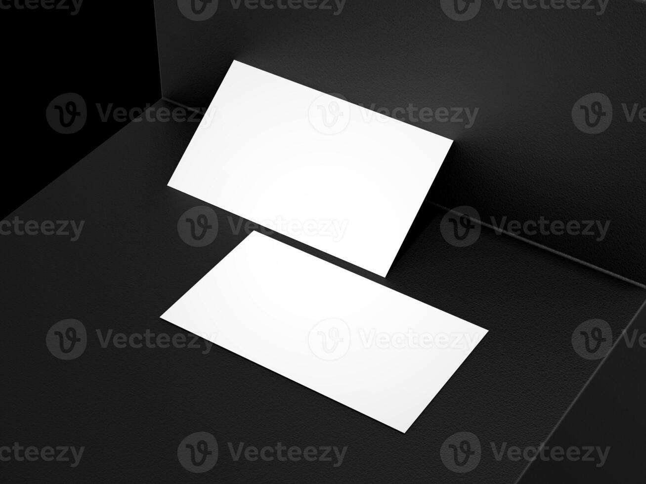 Elegant business card on black platform background photo