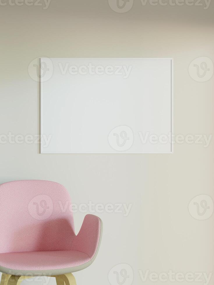 Frame mockup on the wall. Poster mockup. Clean, modern, minimal frame. Empty frame Indoor interior, show text or product photo