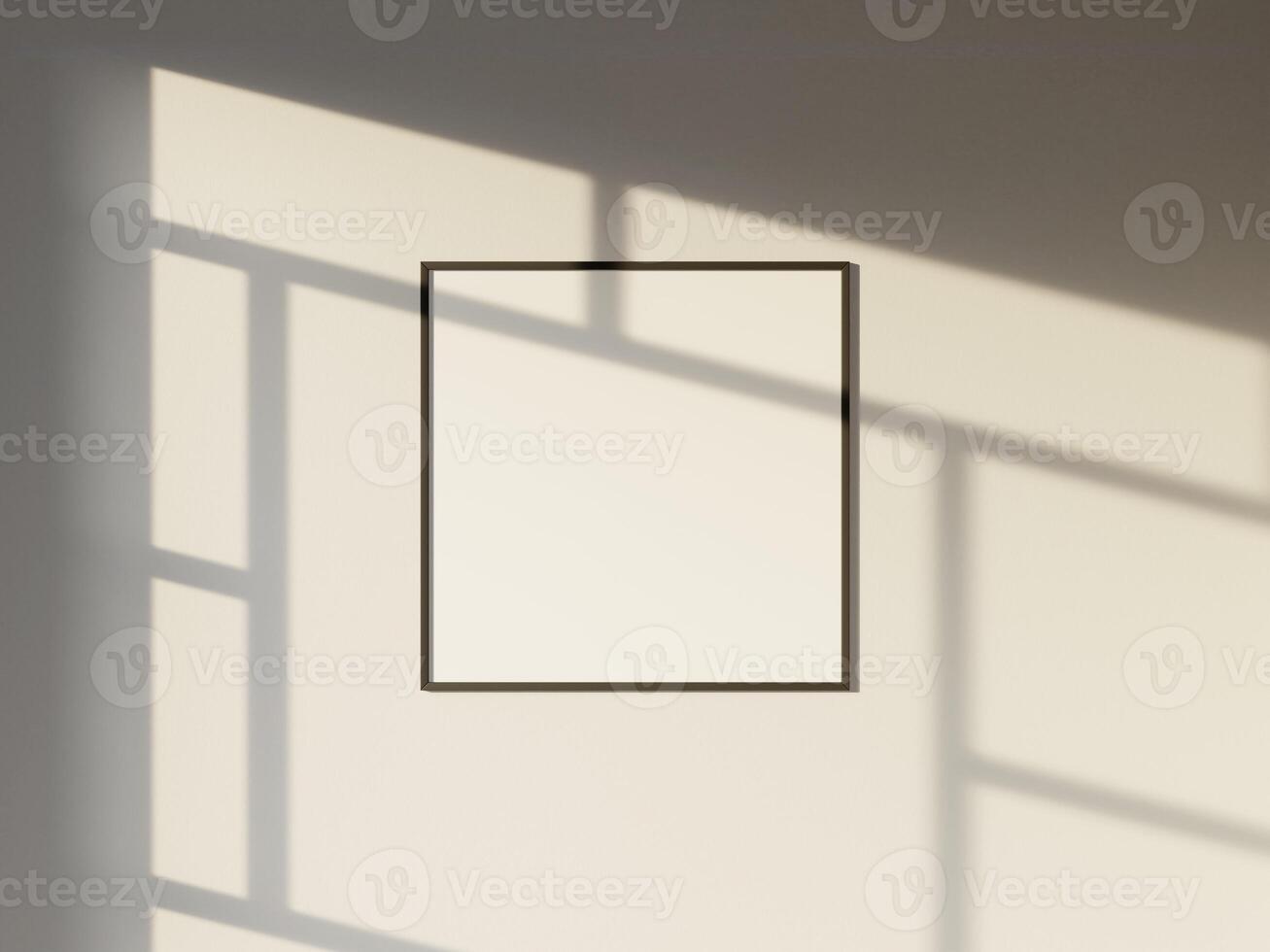 Mockup poster frame in modern interior background with window shadow photo