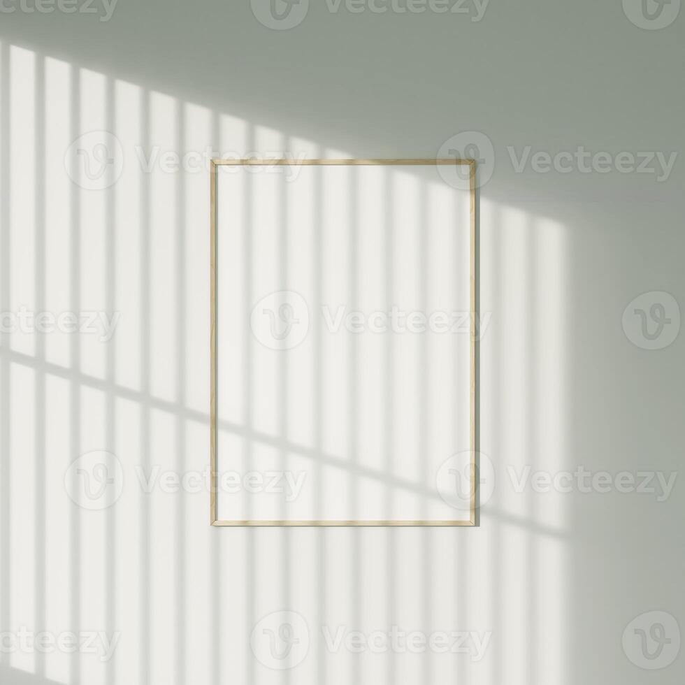 Mockup poster frame mockup hanging on the wall with natural shadow photo