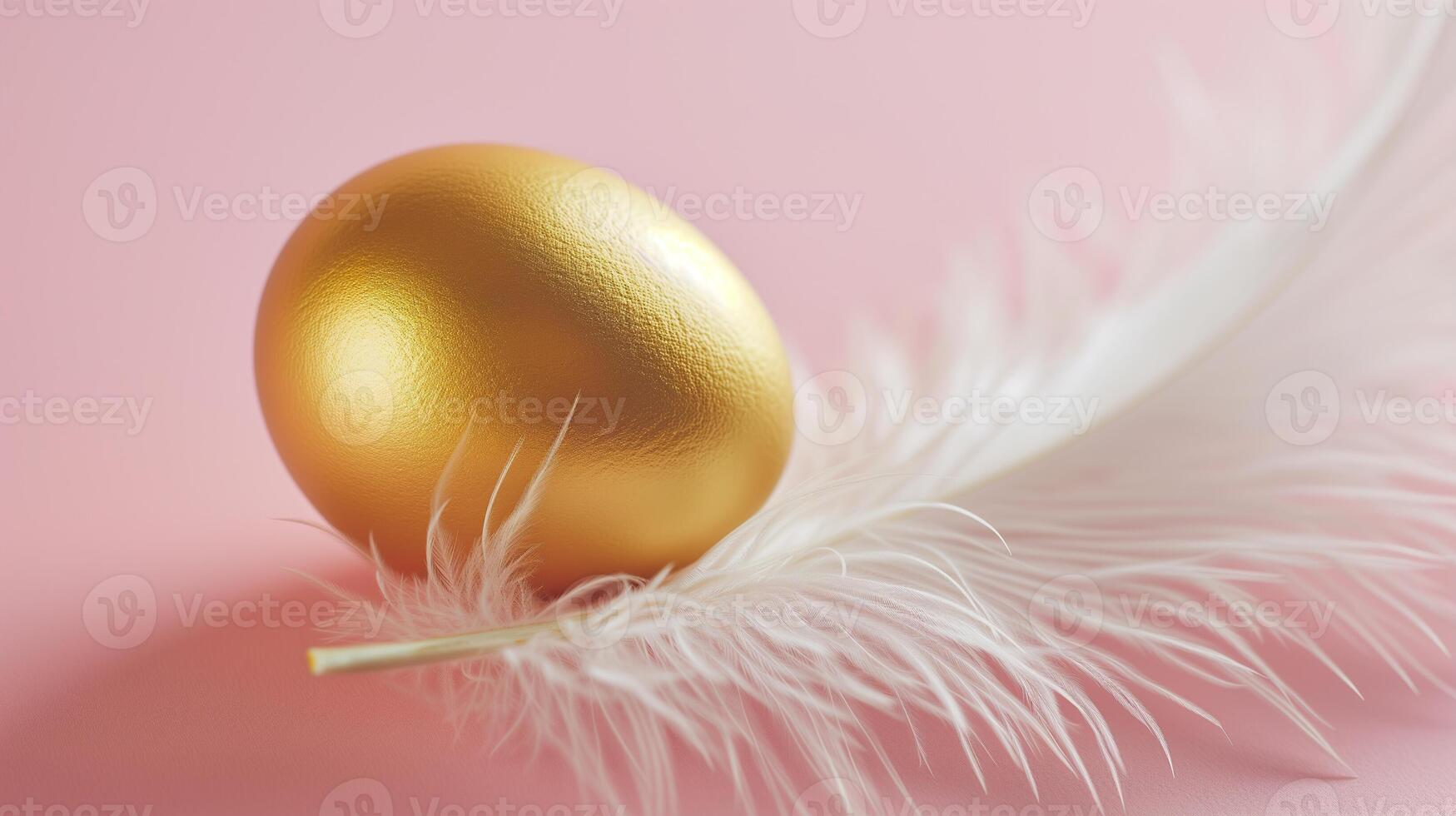 AI generated Golden Egg of Luxury on Feathers photo