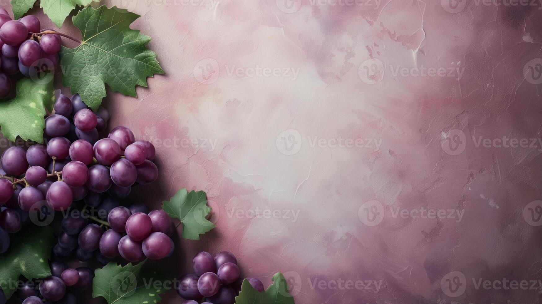 AI generated Fresh Purple Grapes on Pink Backdrop photo