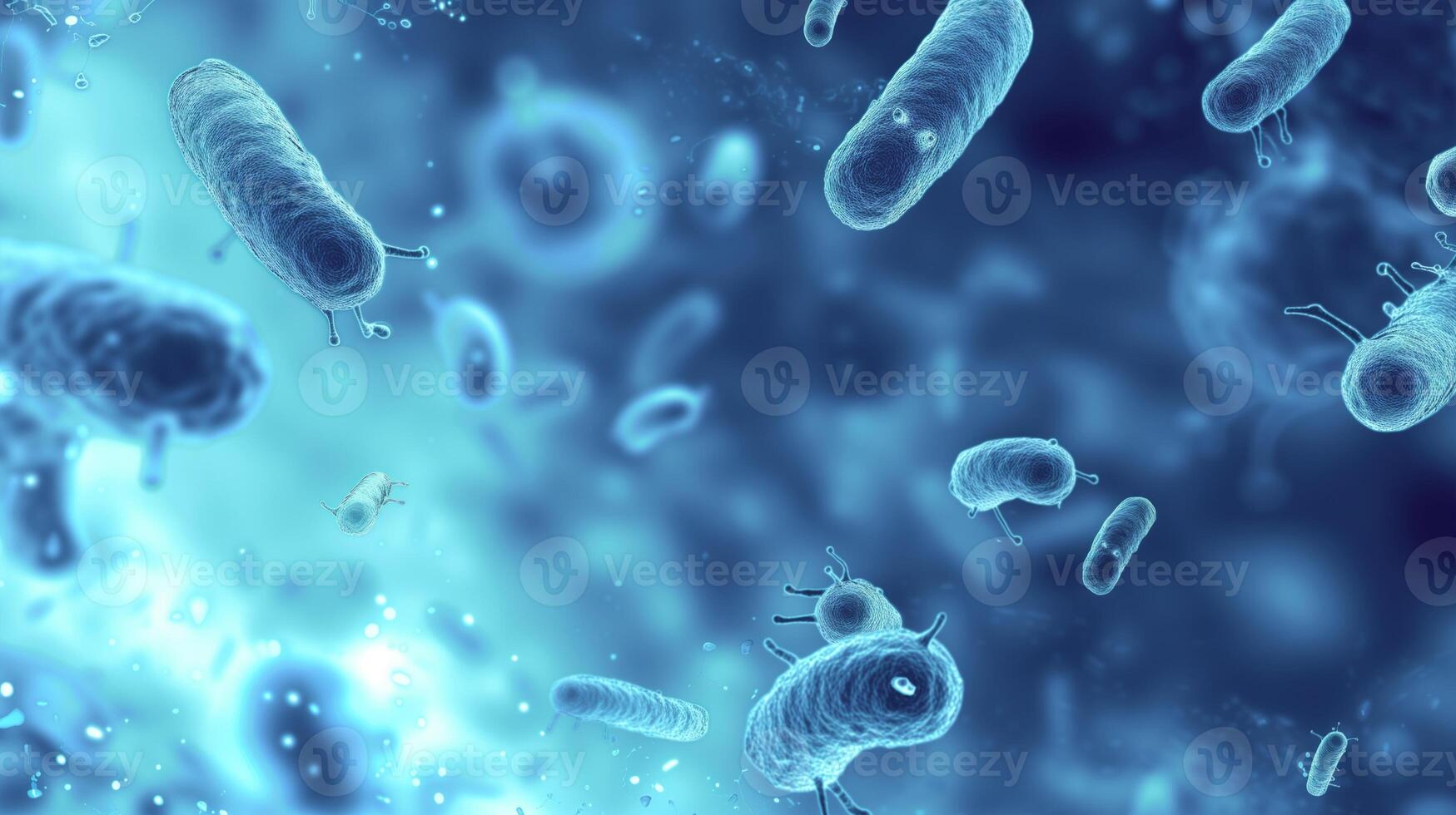 ai generado microbiano mundo, bacterias y virus 3d foto
