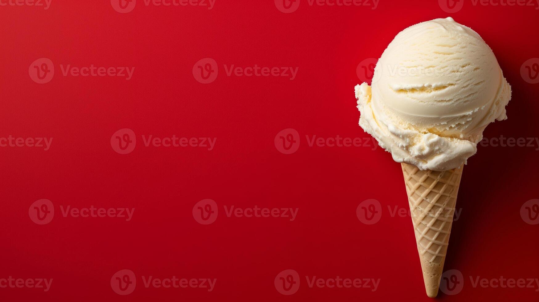 AI generated Classic Vanilla Ice Cream Cone Solo photo