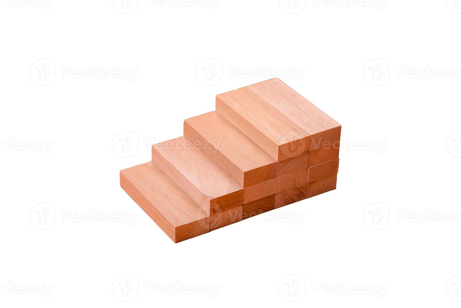 Wooden steps made of blocks as an idea of investment and profit growth in achieving a goal photo